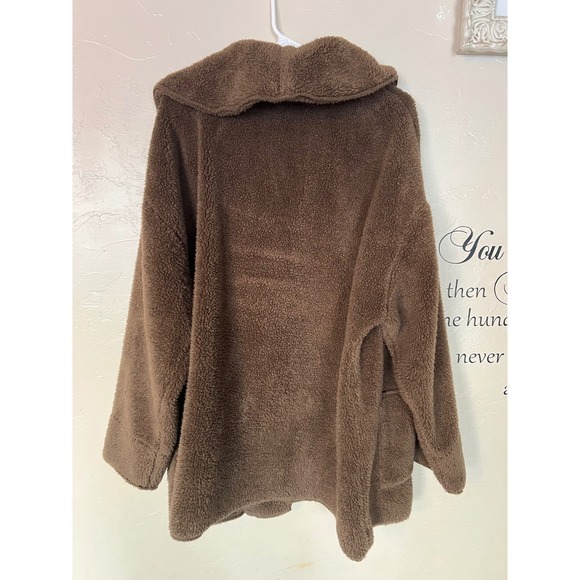 Koolaburra by UGG Women's XL Cozy Sherpa Fleece Open Front Cardigan Jacket Brown - Picture 4 of 9